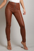 Ruched Zip Front PU Leggings