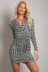 Chain Print Ruched Slinky Dress