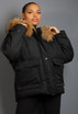 Padded Jacket With Fur Trim Hood