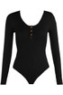 Ribbed Button Front Bodysuit