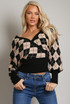Argyle Check Wrap Jumper