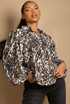 Animal Print Blouse With Elastic Cuff