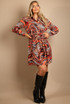 Mixed Animal Print Belted Shirt Dress