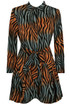 Ombre Zebra Print Belted Shirt Dress