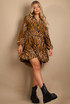 Ombre Zebra Print Belted Shirt Dress