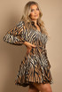 Ombre Zebra Print Belted Shirt Dress