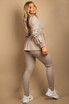 Ruched Sleeve Knitted Peplum Top & Trouser Set