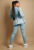 Ruched Sleeve Knitted Peplum Top & Trouser Set