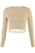 Cropped Ribbed Jumper With Tie Hem