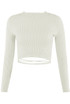 Cropped Ribbed Jumper With Tie Hem