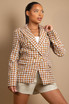 Golden Button Knitted Double Breasted Blazer