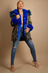 Camouflage Blue Fur Hood Parka Coat