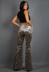 Animal Print High Waisted Flared Trouser