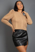 Cable Knit Jumper With Puff Sleeve