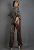 Faux Leather Wide Leg Trouser