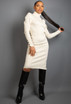 Ribbed Roll Neck Pleated Shoulder Midi Dress