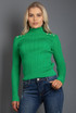 Ribbed High Neck Button Trim Jumper