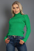 Ribbed High Neck Button Trim Jumper