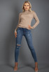 Ribbed High Neck Button Trim Jumper