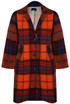 Tartan Check Wool Blend Coat