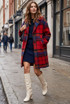 Tartan Check Wool Blend Coat