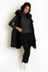 Belted Hooded Gilet With Faux Fur 