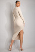 Ribbed Round Neck Belted Midi Dress