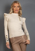 High Neck Frilled Jumper With Button Detail