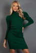 Ribbed Roll Neck Midi Dress With Puff Shoulder