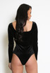 Velvet Square Neck Long Sleeve Bodysuit