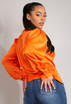 Satin Pleated Blouse With Button Detail