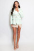 Woven Houndstooth Check Double Breasted Blazer