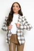 Woven Wide Check Double Breasted Blazer