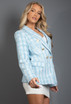 Woven Square Check Double Breasted Blazer