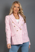 Woven Square Check Double Breasted Blazer