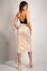 Ruched Side Slit PU Midi Skirt