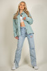 Oversized Frayed Hem Denim Shacket