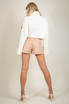 Paper Bag Belted PU Shorts