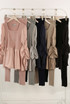 Ruched Sleeve Fine Knit Peplum Top & Trouser Set