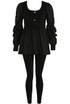 Ruched Sleeve Fine Knit Peplum Top & Trouser Set