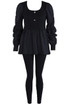 Ruched Sleeve Fine Knit Peplum Top & Trouser Set