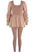 Ruched Sleeve Fine Knit Peplum Top & Trouser Set