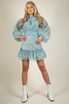 Organza Button Detail Mini Dress