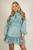 Organza Button Detail Mini Dress