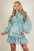 Organza Button Detail Mini Dress