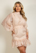 Organza Button Detail Mini Dress