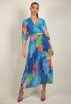 Chiffon Floral Print Pleated Wrap Dress 