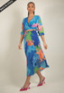 Chiffon Floral Print Pleated Wrap Dress 