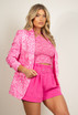 Paisley Ruched Sleeve Open Blazer