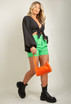 Tie Front Crop Top With Balloon Sleeve